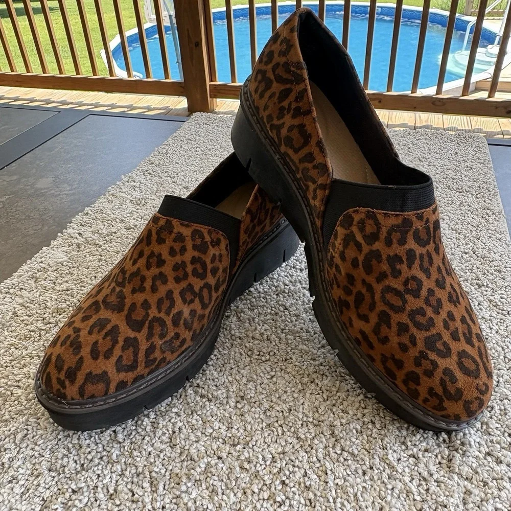 Clarks Airabell Mid Leopard Print Wedges‎ Women's 8 M UK 5.5 D